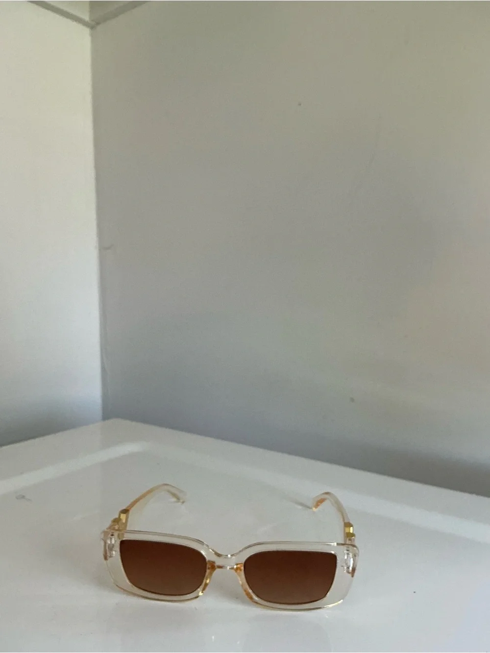 Clear Frame Sunglasses with Brown Gradient Lenses for Women